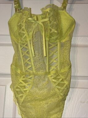 Victoria's Secret Neon Yellow Lace Bodysuit